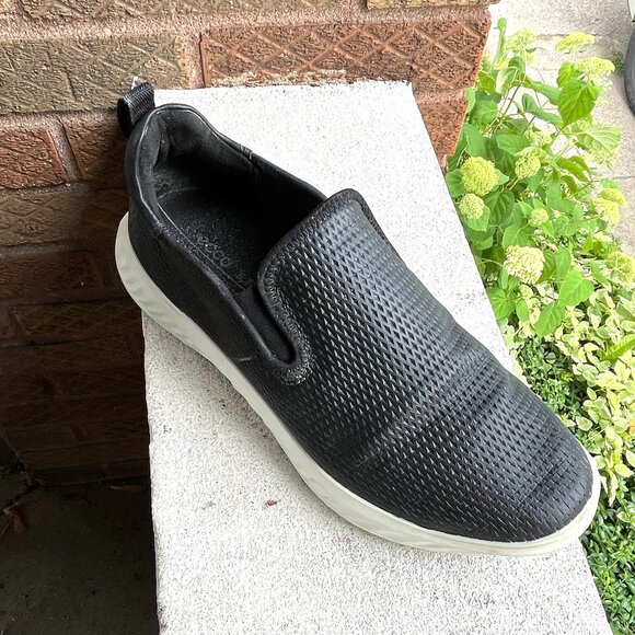 ECCO ATH-1FM ST.1 Black Diamond Perforation Slip-On Sneakers Shoes 9 9.5 40 Rare - Picture 1 of 7